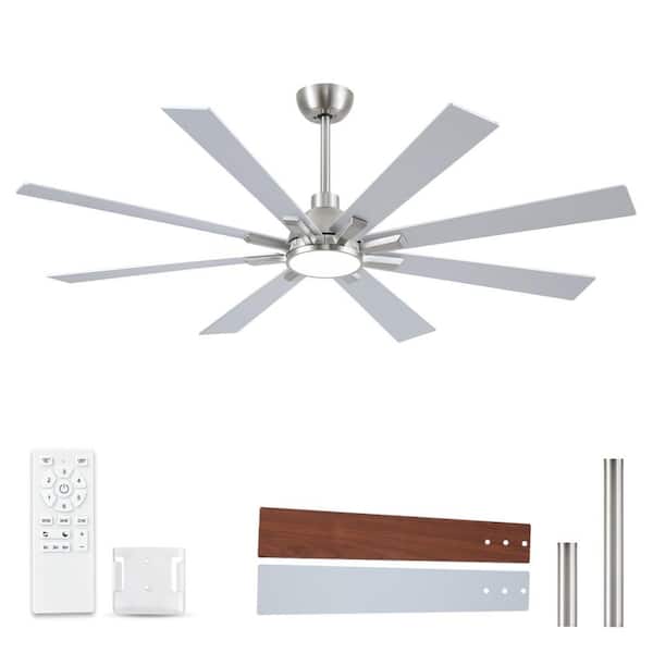 Amice 62 in. Indoor Brushed Nickel Standard Ceiling Fan with integrate LED, 8 Reversible Blades and Remote Control