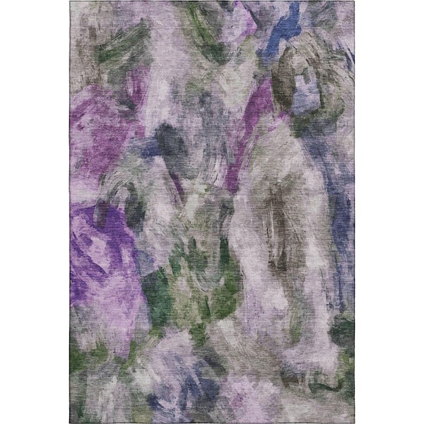 Mayfield Premium Machine Washable Abstract AMF2204 Lavender 3 ft. x 4 ft. Area Rug