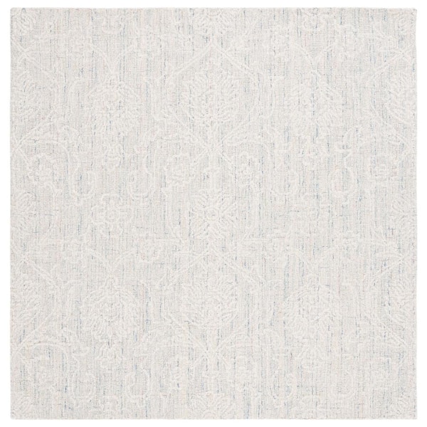 SAFAVIEH Ebony Teal/Ivory 6 ft. x 6 ft. Botanical Square Area Rug