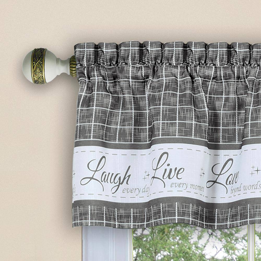 Gray Polyester Light-Filtering Kitchen Tier Curtain Set