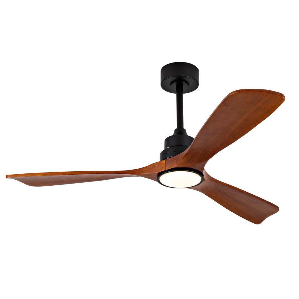 52 in. Black Standard Ceiling Fan with Dimmable LED, 3 Wooden Blades, Remote, Reversible DC Motor, Downrod Mount price history on PriceWatchPro