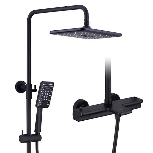 1-spray Dual Wall Mount  1.8 GPM in Brushed Black 11.4 in. Shower Head and Handheld Shower Head 1.8 GPM in Brushed Black