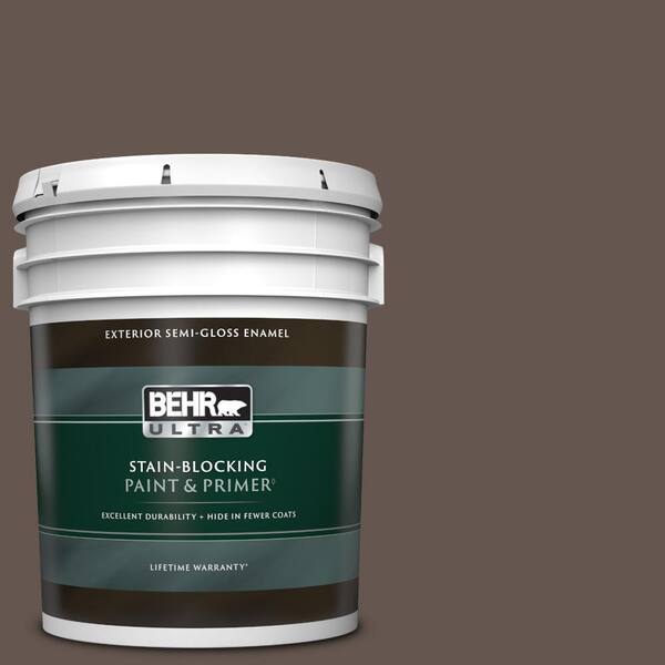 BEHR ULTRA 5 gal. #BNC-33 Harvest Oak Semi-Gloss Enamel Exterior Paint & Primer