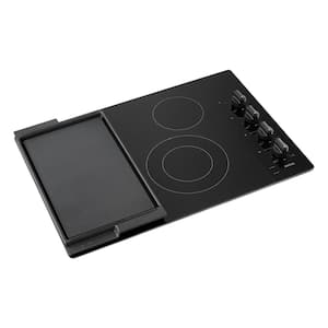 30 in. Radiant Electric Cooktop in Black with 4 Burner Elements and Reversible Grill, Griddle