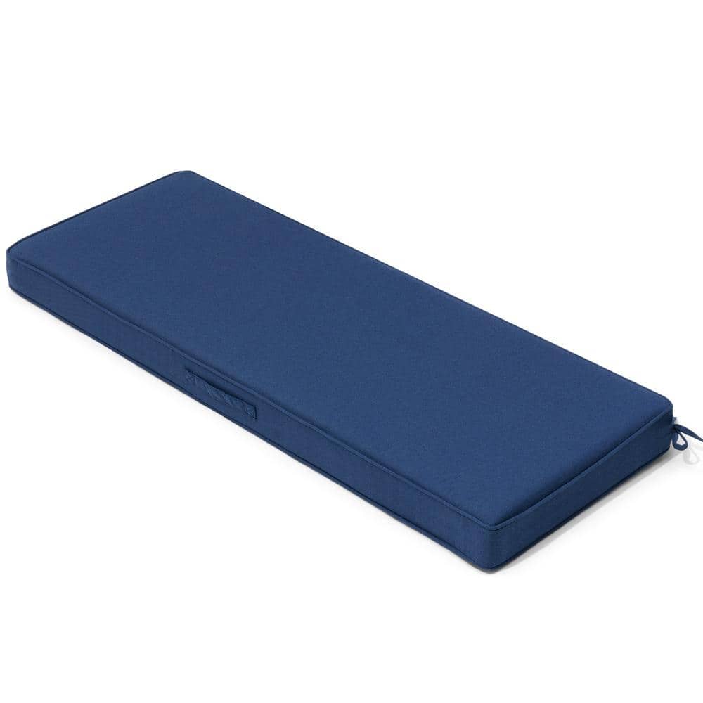 1-Piece 18.5 in. x 48 in. Rectangular Outdoor Bench Cushion in Navy Blue