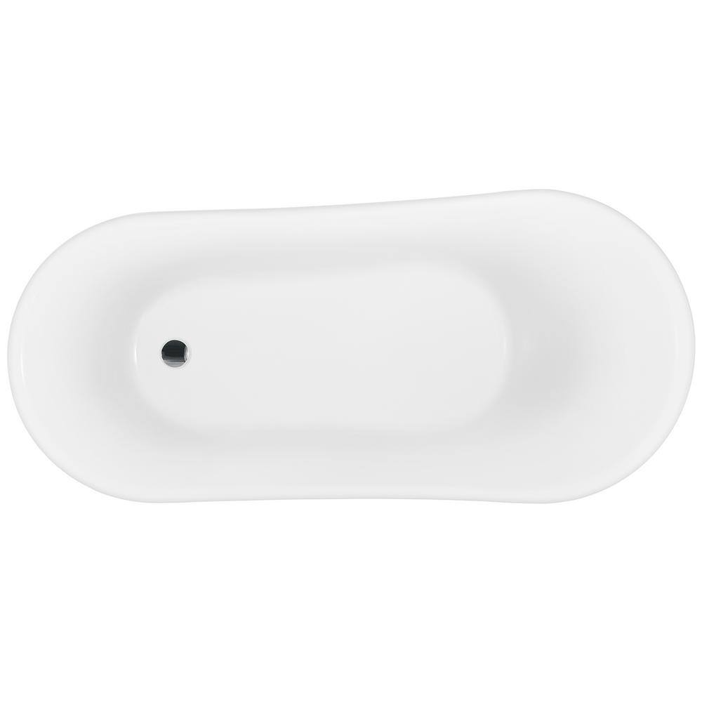 Glossy Black 60" Acrylic Clawfoot Soaking Bathtub