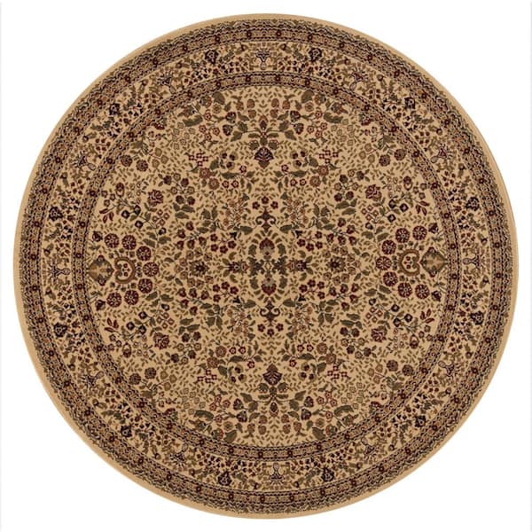 Persian Classics Sarouk Ivory 8 ft. Round Area Rug
