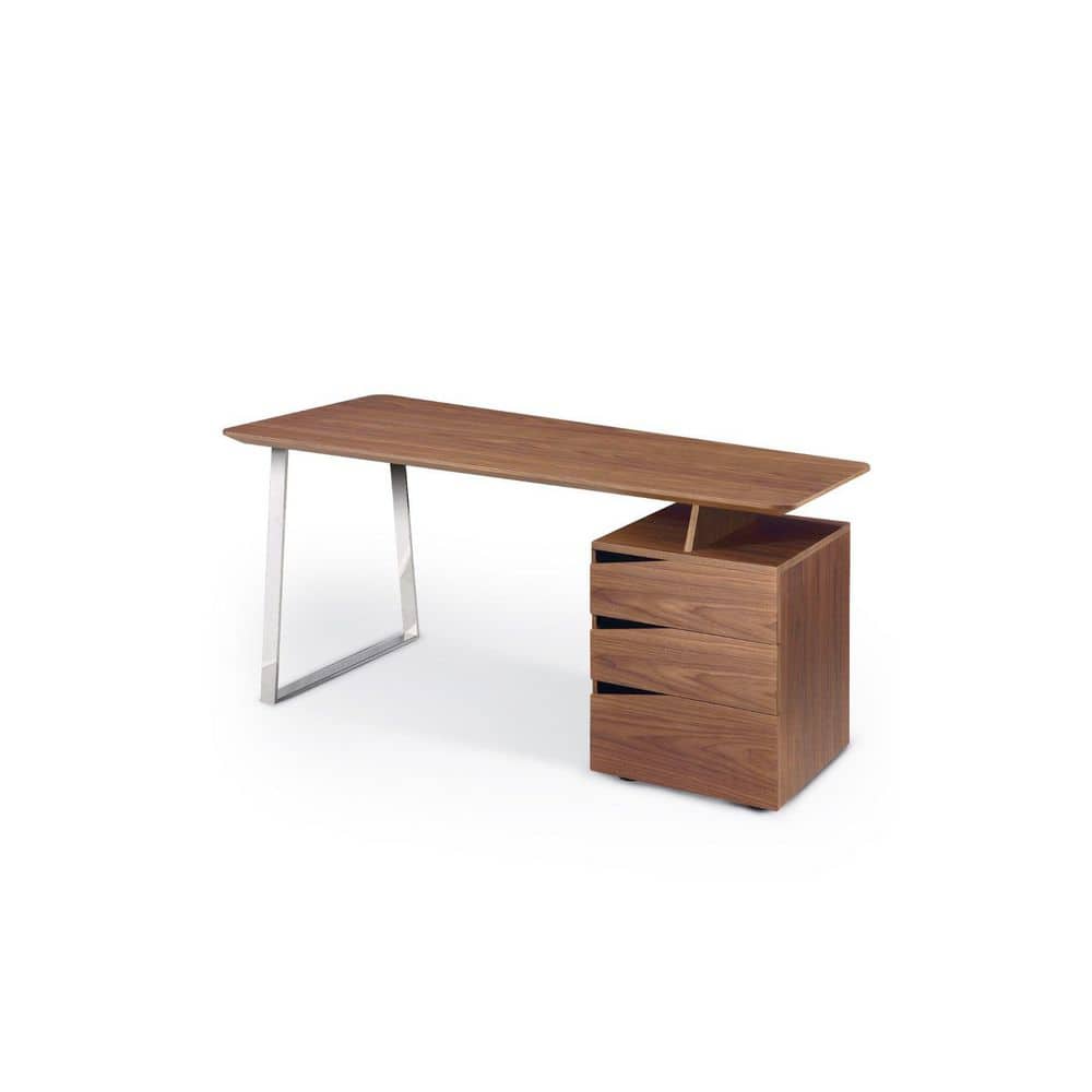 Nova Domus Walton Modern 63 in. Rectangular Walnut Wood 3-Drawer Desk