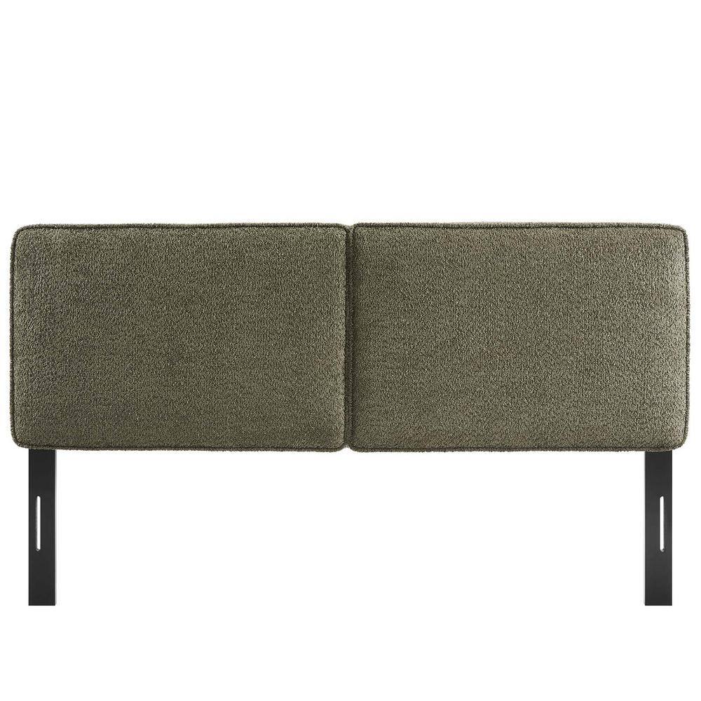 Lindee Sage Boucle Upholstered King Headboard with Solid Wood Legs