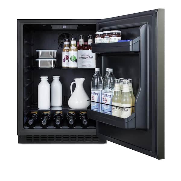 24 in. 4.8 cu. ft. Mini Fridge in Black Stainless Steel
