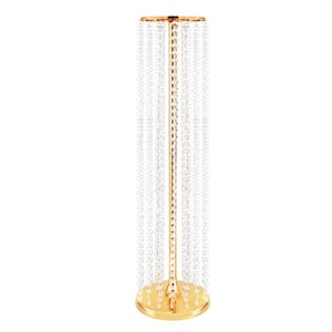 2-Piece 35.4 in. Tall Wedding Centerpieces Flower Vases Gold Metal Crystal Decoration Flower Stand