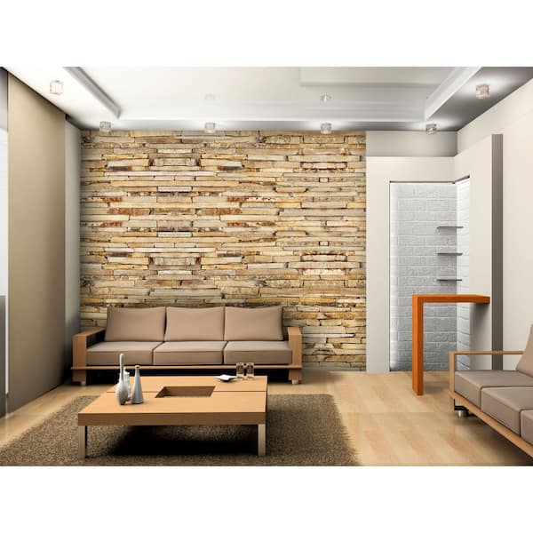Non-Woven Light Stone Brick The Brown Yellow Deco - AGHDFTNXXL1143 Wall Depot Dundee Mural Home