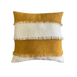 Madi Stripe Cotton Decorative Throw Pillow 18 x 18 in. Mustard