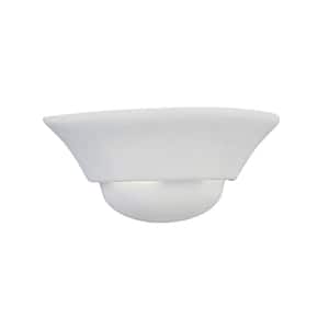 Monetta 12.5 in. 1-Light White Contemporary Transitional Wall Sconce with Paintable Ceramic White Shade
