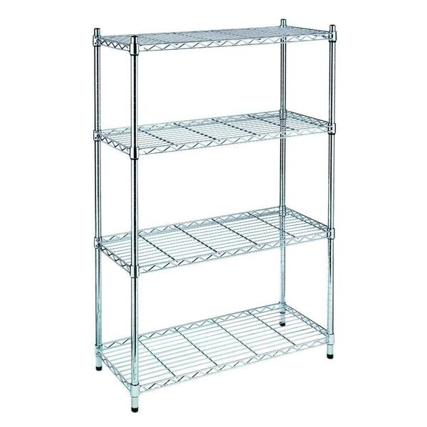Chrome Metal Wire Shelving Post, Metal Shelving With Wheels Home Depot