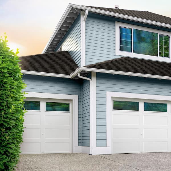 Bridgeport Steel Extended Panel 9 ft x 7 ft Insulated 6.3 R-Value White Garage Door with Windows