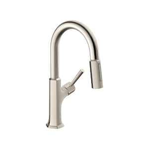 Locarno Single-Handle Pull Down Sprayer Kitchen Faucet in Stainless Steel Optic