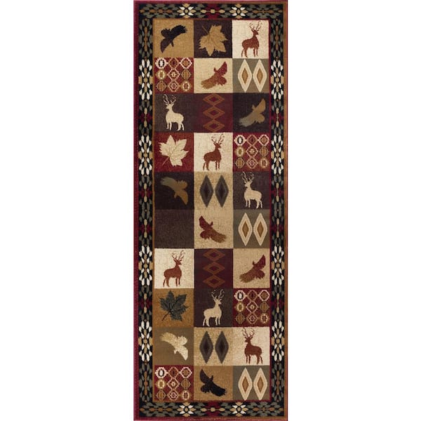 Tayse Rugs Nature Lodge Multi-Color 3 ft. x 8 ft. Indoor Runner Rug