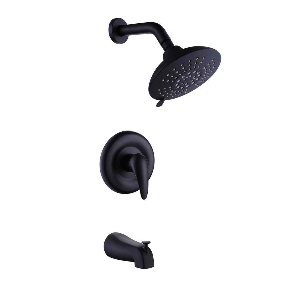 GIVING TREE Single-Handle 5-Spray Tub and Shower Faucet in Matte Black ...