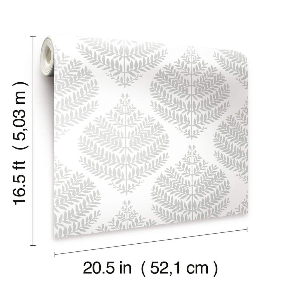 Large Scale Gray Damask Peel and Stick Wallpaper