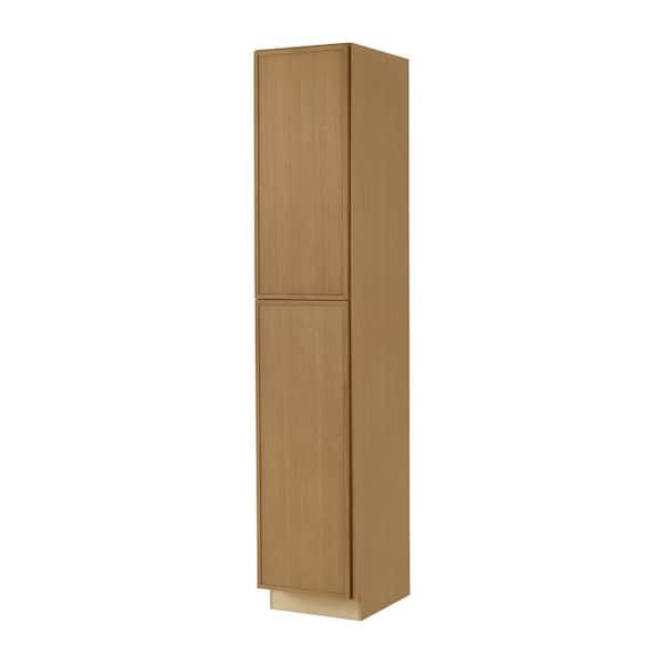 Leyton 18 in. W x 24 in. D x 96 in. H Ready to Assemble Plywood Slim Shaker Pantry Kitchen Cabinet in White Oak