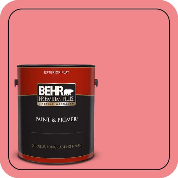 BEHR PREMIUM PLUS 1 gal. #140B-5 Flamingo Dream Flat Exterior Paint & Primer