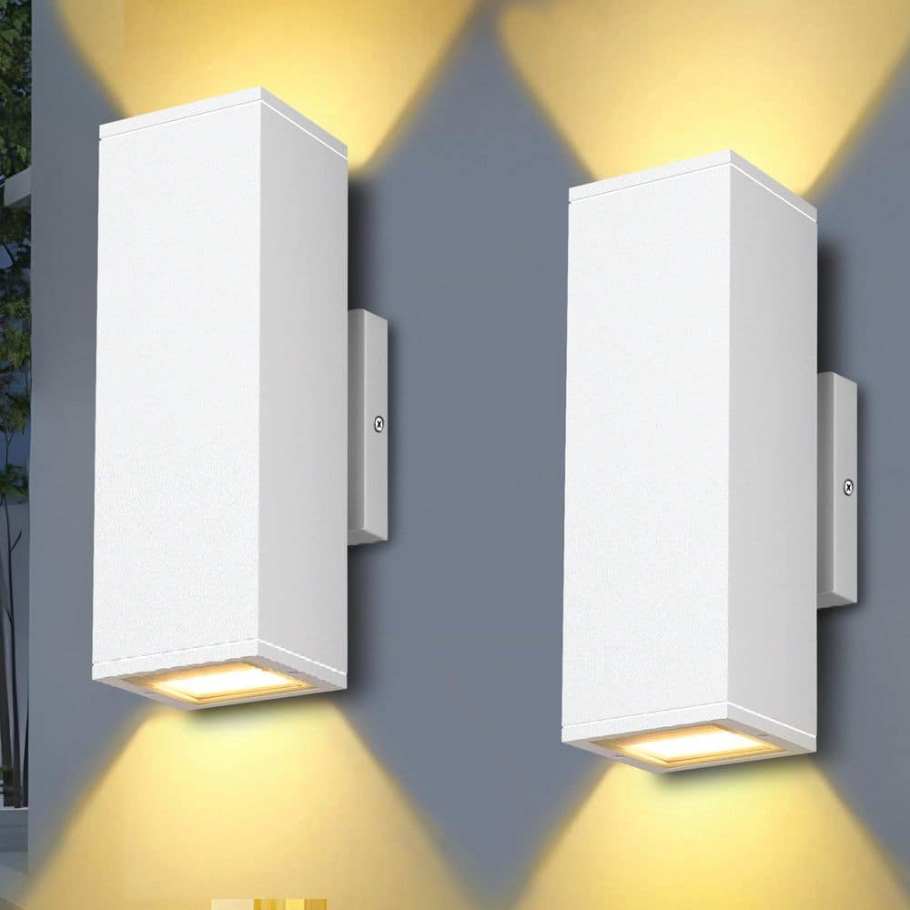 2-Light Rectangular White Indoor/Outdoor LED Wall Light, Up/Down Outdoor Wall Lantern Sconce(2-Pack) price history on PriceWatchPro