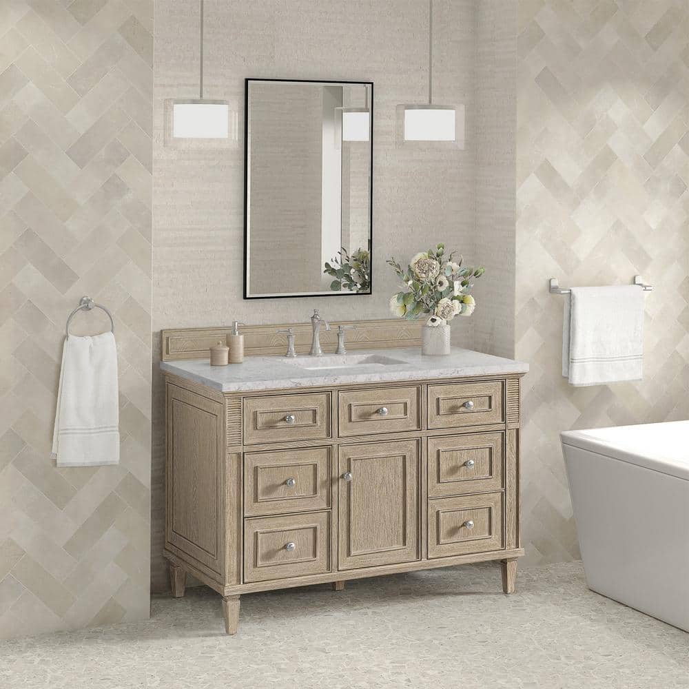 Lorelai 48.0 in. W x 23.5 in. D x 34.06 in. H Single Bath Vanity in Whitewashed Oak with Jasmine Pearl Quartz Top price history on PriceWatchPro
