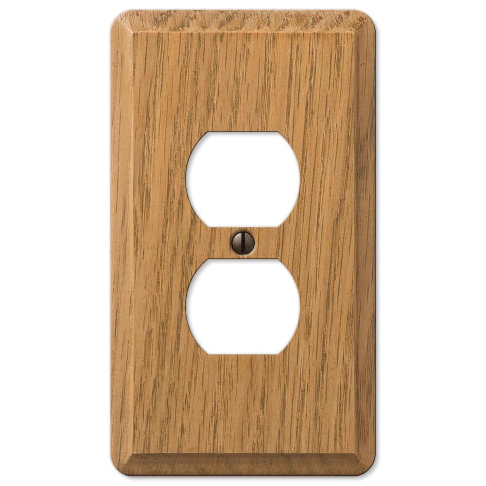 Light Oak 1-Gang Wood Duplex Outlet Wall Plate