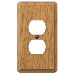 Contemporary Medium Oak 1-Gang Duplex Outlet Wood Wall Plate (4-Pack)