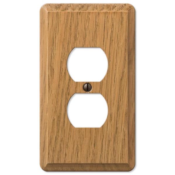 AMERELLE Contemporary 1 Gang Duplex Wood Wall Plate - Light Oak