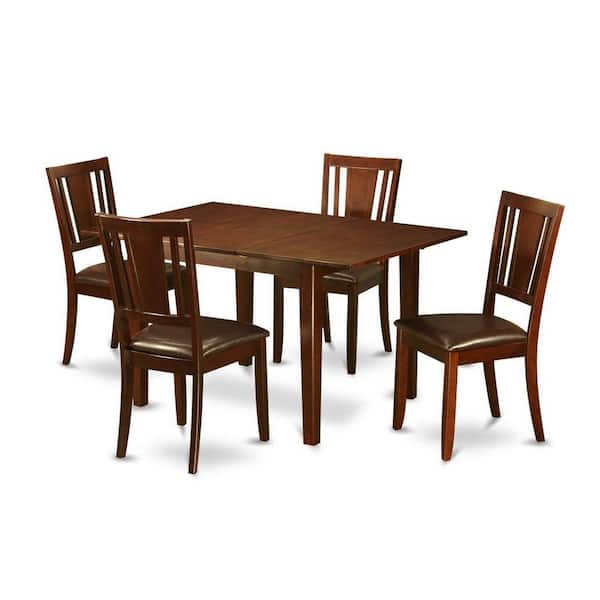 East West Furniture 5-Piece Mahogany Finish Solid Wood Top - Dining Room Set - Seats 4
