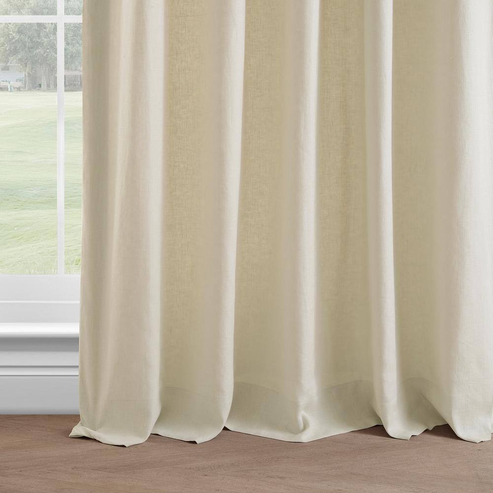 Ancient Ivory French Linen 120" Room-Darkening Curtain Panel