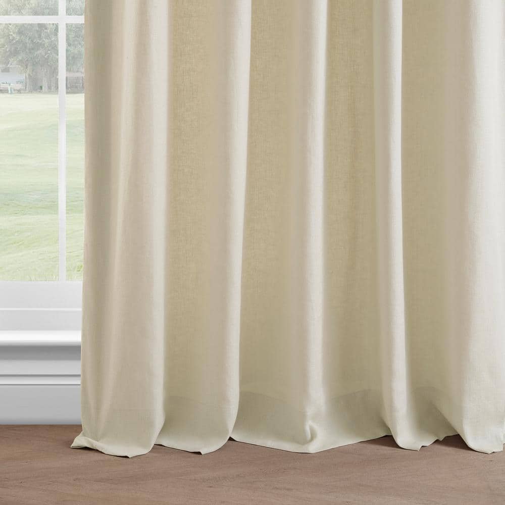 Ancient Ivory 84" French Linen Room Darkening Curtain Panel