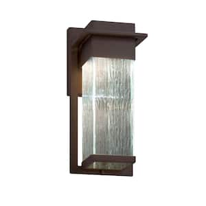 Fusion Pacific Dark Bronze Outdoor Integrated LED Wall Lantern Sconce with Rain Shade