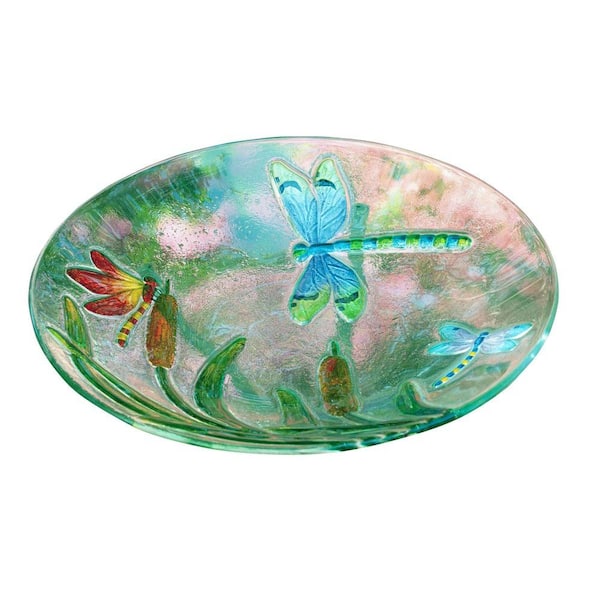 Evergreen Enterprises Dragonflies Glass Birdbath