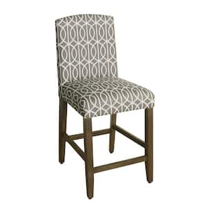 Finley Curved Top Gray Trellis Upholstery 24 in. Counter Height Barstool