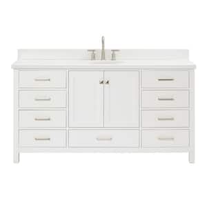 Cambridge 67 in. W x 22 in. D x 36 in. H Bath Vanity in White with Pure White Qt. Top with White Basin