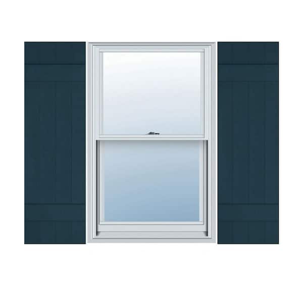 Ekena Millwork 14 in. x 36 in. Lifetime Vinyl TailorMade Four Board Joined Board and Batten Shutters Pair Midnight Blue