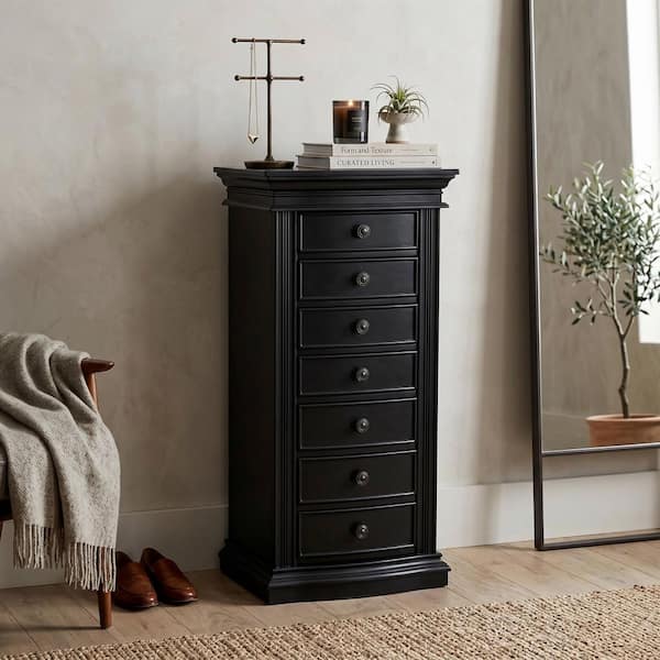Landry Black Jewelry Armoire 40 in. H x 17.75 in.W x 13 in. D