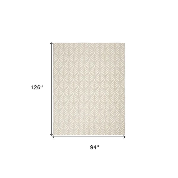 Ivory, Gray 8 ft. x 11 ft. Woven Polypropylene Rectangle Indoor/Outdoor Area Rug