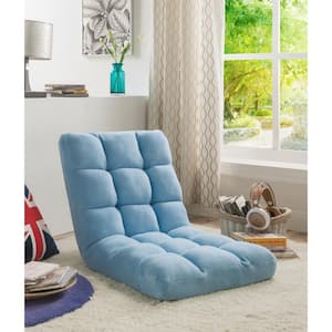 Microplush Blue Quilted Folding Gaming Chair Floor Recliner