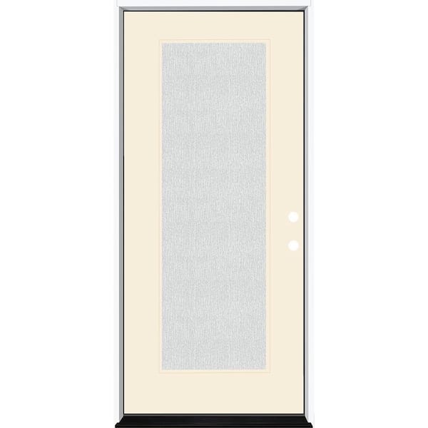 Steves & Sons Legacy 36 in. x 80 in. Full Lite Rain Glass LHIS Primed Linen Finish Fiberglass Prehung Front Door