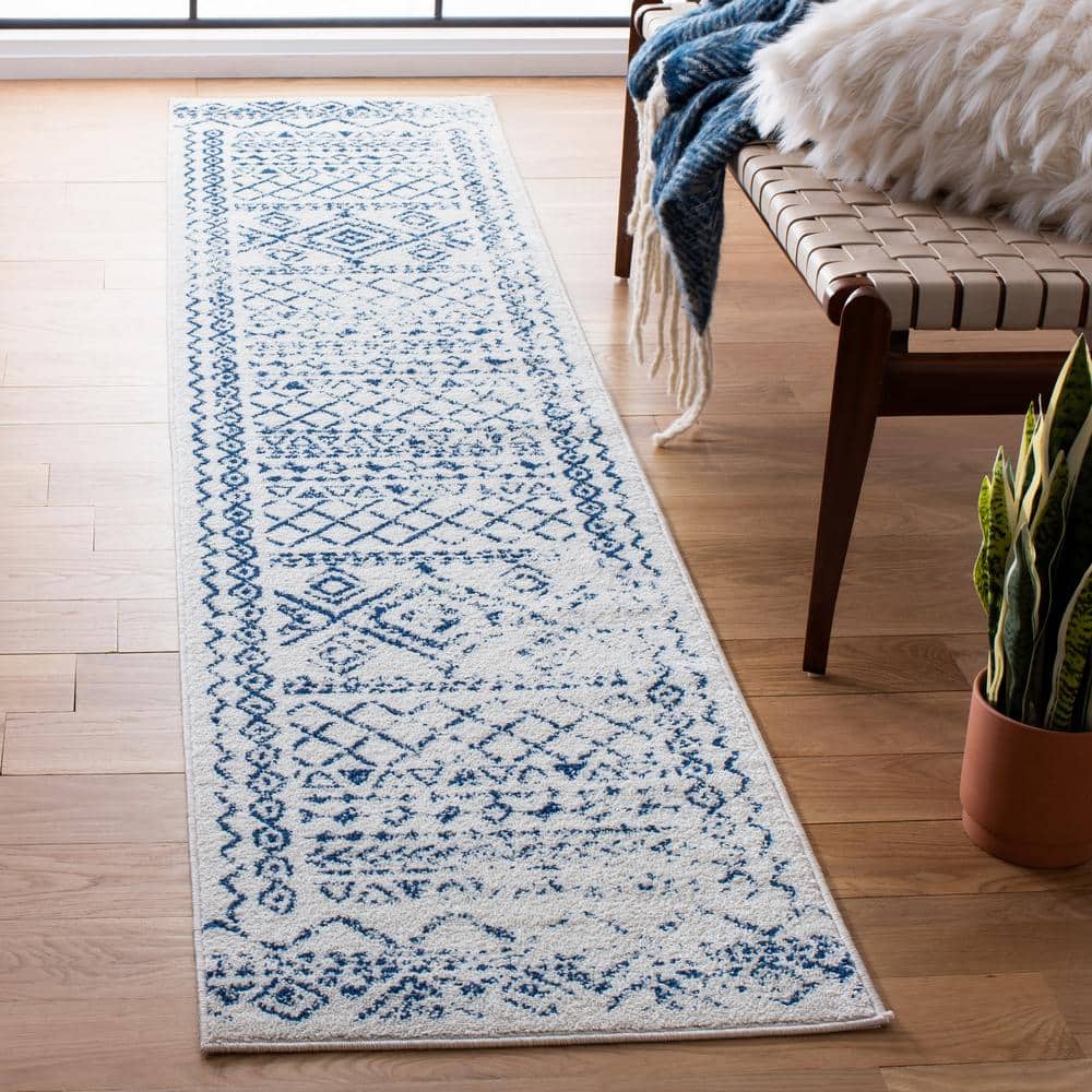 Tulum 2 ft. x 11 ft. Ivory/Navy Border Tribal Distressed Runner Rug price history on PriceWatchPro