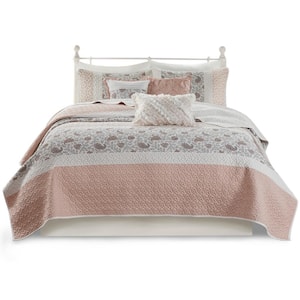 Vanessa 6-Piece Blush Cotton Blend Full/Queen Quilt Set