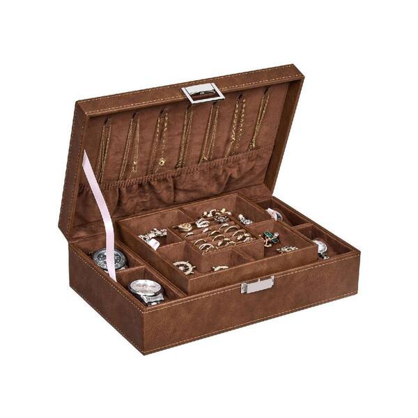 Brown Diamond ジュエリーBOX Large Brushed Brown Jewelry Box 5600 - The Home Depot
