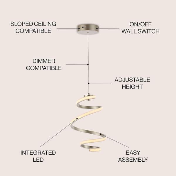 JONATHAN Y Whirl 11 in. 1-Light Silver Modern Minimalist