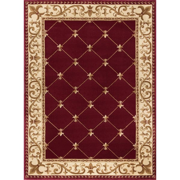 Tayse Rugs Sensation Border Red 5 ft. x 8 ft. Indoor Area Rug