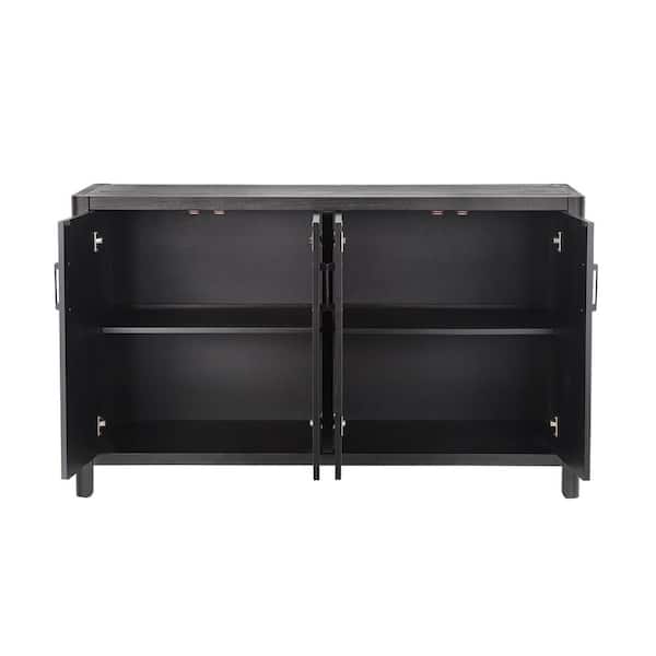 59 in. W x 18 in. D x 36 in. H Bathroom Black Linen Cabinet