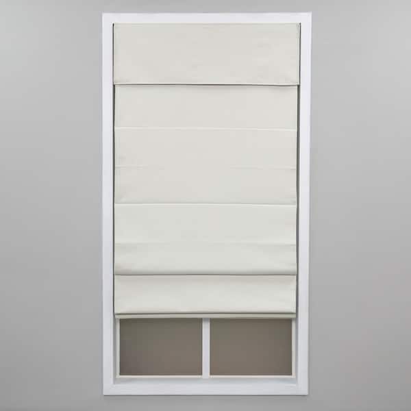 Cream Cordless Room Darkening Poly/Cotton Classic Roman Shade 27 in. W x 64 in. L